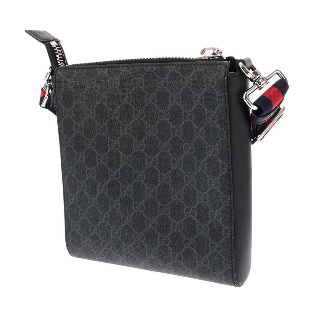 Gucci GG Canvas Messenger Leather Supreme Shoulder Bag Black